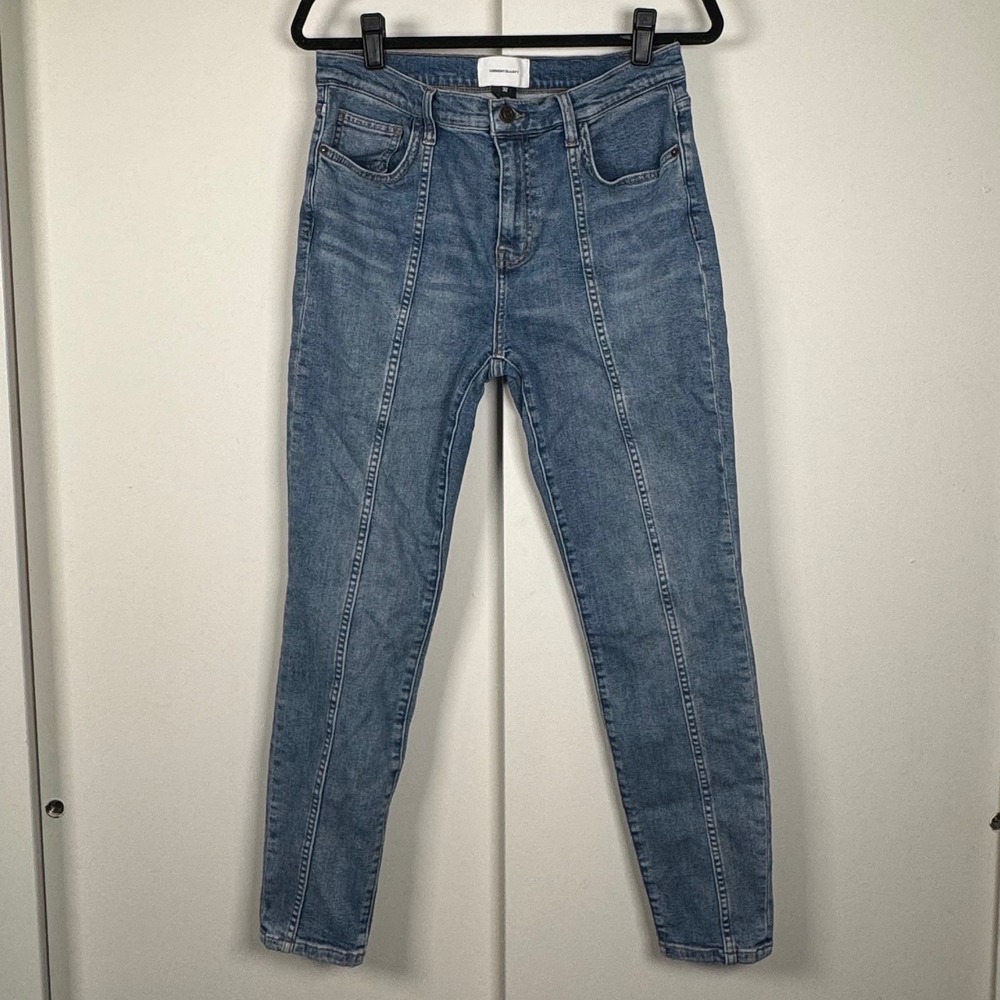 Current Elliott‎ High Rise Skinny Seam Front Jeans Medium Wash Blue Sz 32 SS